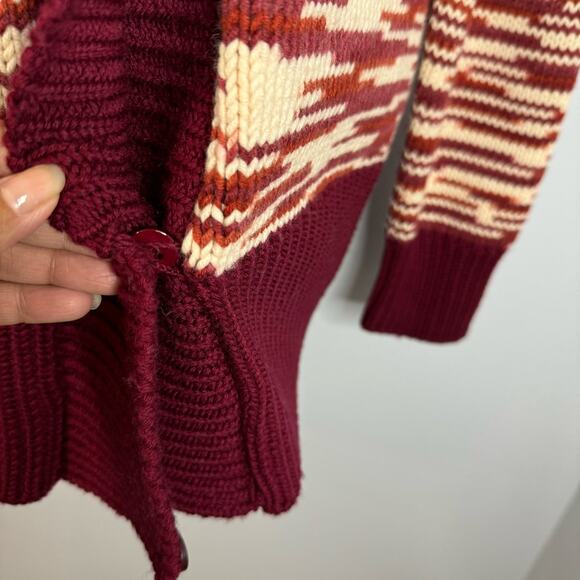 TORY BURCH Olivia Merino Wool Zip Front Cardigan Red Cordovan Women's M - Picture 10 of 16